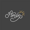 Amen hand lettering, spanish translation of Let It Be So phrase. Monoline calligraphy in vector.