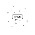 Amen in speech bubble 8 bit pixel art