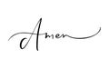 Amen vector calligraphy Bible text. Christian phrase isolated on white background. Hand drawn vintage lettering