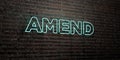 AMEND -Realistic Neon Sign on Brick Wall background - 3D rendered royalty free stock image Royalty Free Stock Photo