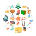 Amenity icons set, cartoon style Royalty Free Stock Photo