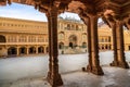 Amer Fort Jaipur Rajasthan main entrance gateway with intricate artwork and pillar structure. Royalty Free Stock Photo