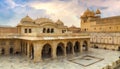 Aerial view of medieval royal palace architecture at Amer Fort at Jaipur, Rajasthan, India Royalty Free Stock Photo