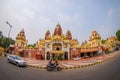 Amer, India - September 26, 2017: Beautiful view of the Laxminarayan Temple, with some motorcycles and cars moving in