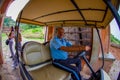 Amer, India - September 21, 2017: A driver in an empty rickshaw in Jaipur