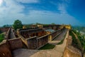 Amer, India - September 19, 2017: Unidentified people walking in the ruins of the palace and enjoying the gorgeous view Royalty Free Stock Photo