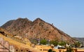 Amer town in the foothills of aravali mountains, outskirt Jaipur Rajasthan India