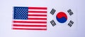 America against Korea flags. freindship, war, conflict, Politics and relationship concept Royalty Free Stock Photo