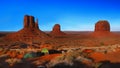 Monument Valley Sunset Panorama, Navajo Indian Tribal Park, USA Royalty Free Stock Photo