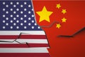 America China Flag Broken Wall Vector