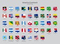 America Continent countries flag icons collection Royalty Free Stock Photo