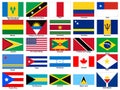 America continent Flags Vector Set Royalty Free Stock Photo