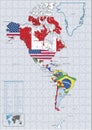 America Continental country flags and map Puzzle Royalty Free Stock Photo