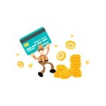 america cowboy and credit card finance service cartoon flat design illustration