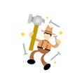 america cowboy and hammer craft cartoon flat design illustration