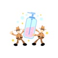 america cowboy and soap sanitizer hygene cartoon flat design illustration