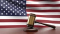 America flag with judge gavel 3d rendering Royalty Free Stock Photo