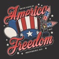 America freedom poster vintage colorful Royalty Free Stock Photo