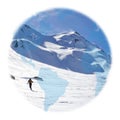 America globe over a skier making turns Royalty Free Stock Photo