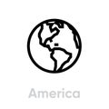 America icon. Editable Vector Outline.