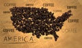 America map Coffee Bean producer on Old Paper