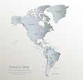 America map, separates states with names, white blue card paper 3D Royalty Free Stock Photo