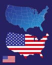America maps and flag Royalty Free Stock Photo