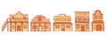 America Old West town houses. Outline hand drawn color sketch doodle vector illustration Royalty Free Stock Photo