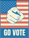 America presidential election 2020 campaign vector banner with motivational message, hand pointing at viewer.