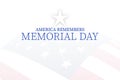 an america remembers memorial day text graphic with gradient red white blue flag background
