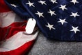 America United States flag and chain dog tags Royalty Free Stock Photo