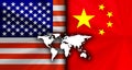 America usa vs China Conflicting Flags Economic war fight Background Image