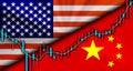 America usa vs China Conflicting Flags Economic war fight Background Image