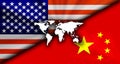 America usa vs China Conflicting Flags Economic war fight Background Image