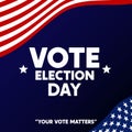 America Vote Election Day, USA Vote Poster with Flag and Stars. Flat Vector Design. Suitable for Poster, Banner, Flyer, Card, Web Royalty Free Stock Photo