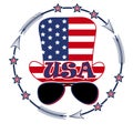 American patriotic illustration with stars, arrows and glasses Royalty Free Stock Photo