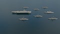 American Aircraft Carrier with destroyers and a cruiser in the Pacific Ocean towards North KoreaÃÂ¬