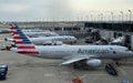 The American Airline planes parked at the gates of Chicago O'Hare International Airport Royalty Free Stock Photo