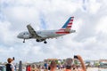 American Airlines aircraft Airbus 319 preparing to land at SXM