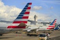 American Airlines Aircrafts parked at PDX Airport Royalty Free Stock Photo