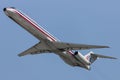 American Airlines McDonnell Douglas MD-82 aircraft taking off from Los Angeles International Airport. Royalty Free Stock Photo