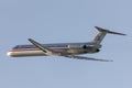 American Airlines McDonnell Douglas MD-82 aircraft taking off from Los Angeles International Airport. Royalty Free Stock Photo