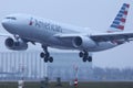 American Airlines plane approaching the runway, airport