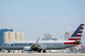 American Airlines plane taxiing at LAS, Las Vegas Airport