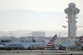 American Airlines plane taxiing in LAX, Los Angeles Airport Royalty Free Stock Photo