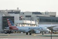 American Airlines plane taxiing in LAX, Los Angeles Airport Royalty Free Stock Photo