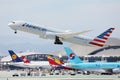 American Airlines plane taking off from Los Angeles Airport, LAX