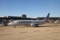 American Airlines plane on tarmac at O`Hare International Airport in Chicago Royalty Free Stock Photo