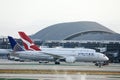 American Airlines, United and Qantas A380 in LAX, Los Angeles Airport