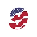 American Number Flag Logo Nine